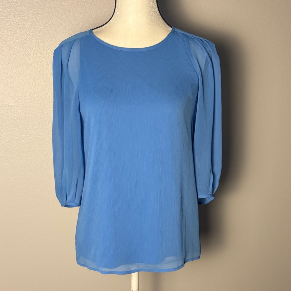 Ann Taylor 3/4 Sheer Sleeve Blouse (Size 4)